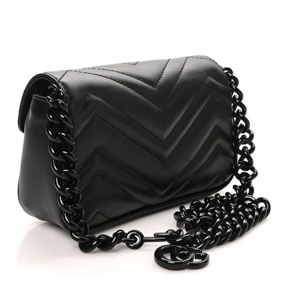 Gucci Calfskin Matelasse Monochrome GG Marmont Chain Belt Bag Black 3 of 11
