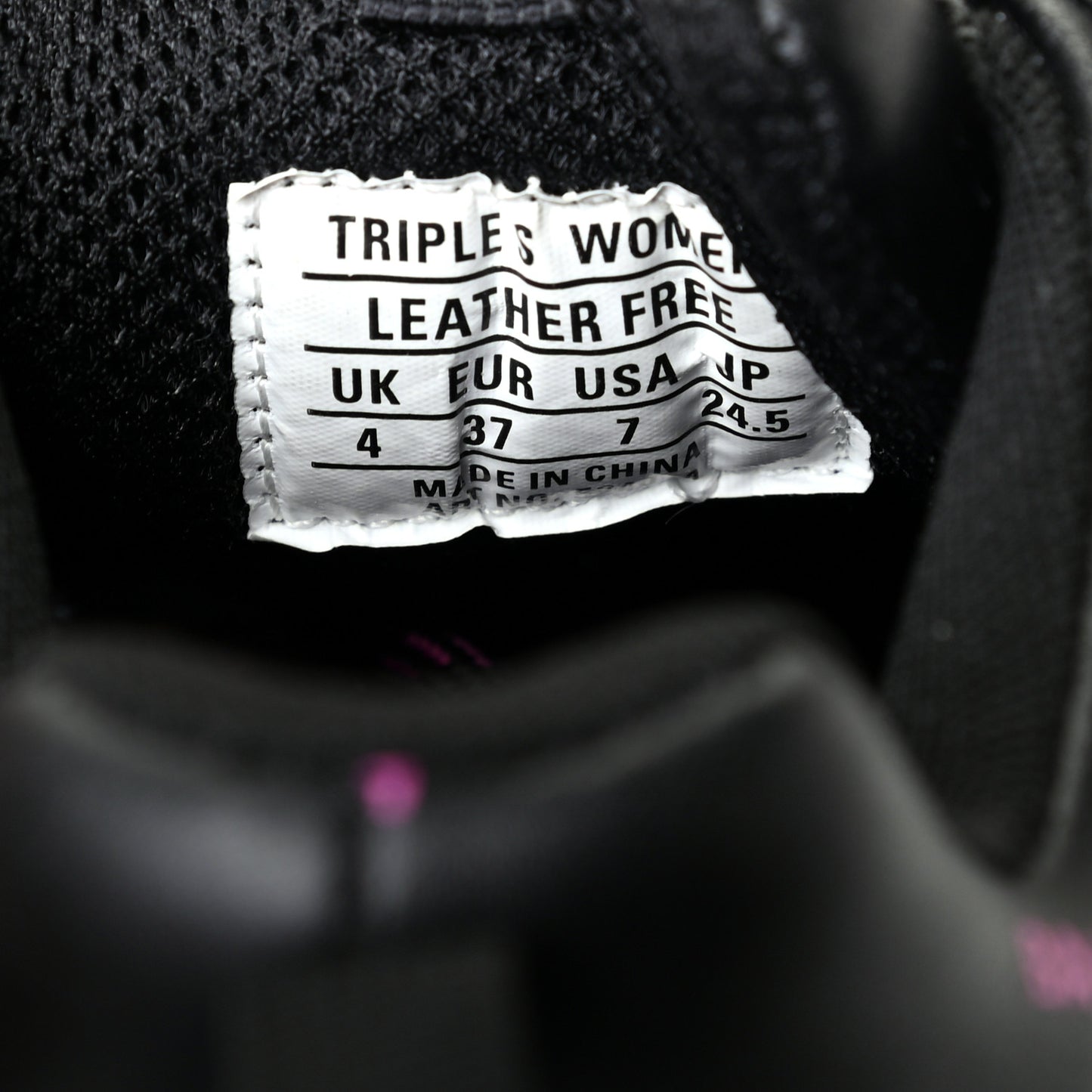 Technical Fabric Allover Logo Womens Triple S Sneakers 37 Black Pink