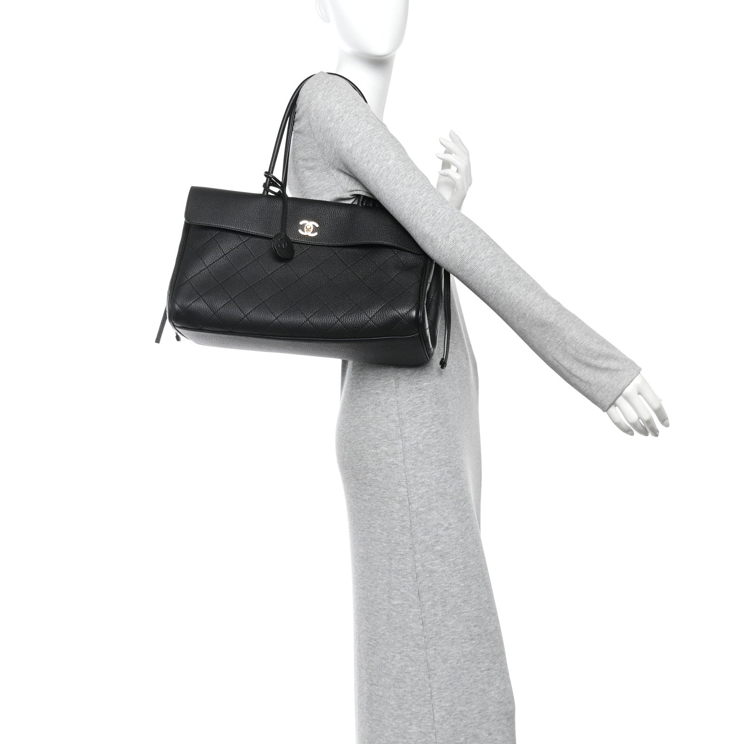 Chanel Grained Calfskin Stitched Urban Essentials Large Shopping Bag Black 2 of 10