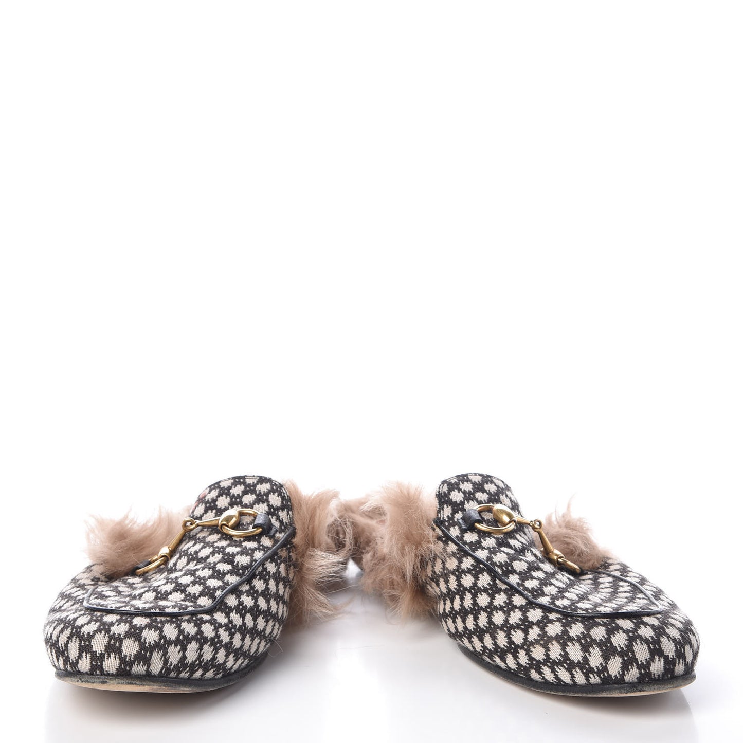 Canvas Fur Mens Princetown Slippers 8 Black White