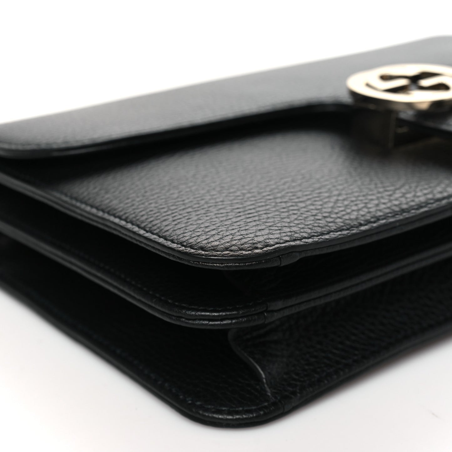 Dollar Calfskin Interlocking G Shoulder Bag Black