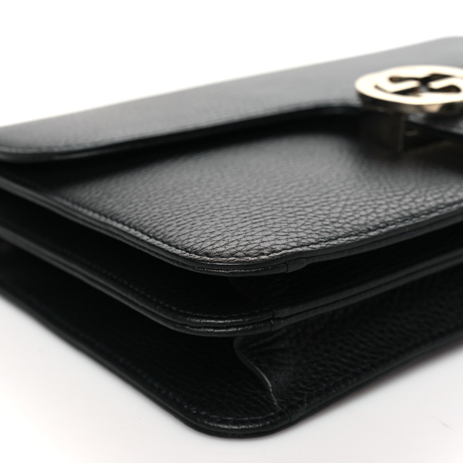 Gucci Dollar Calfskin Interlocking G Shoulder Bag Black 9 of 10