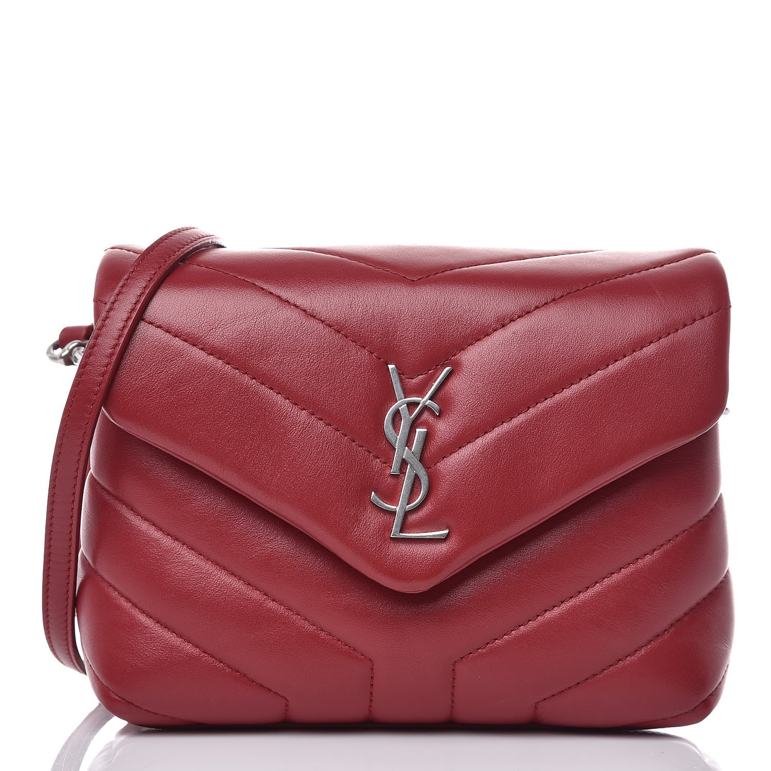 Saint Laurent Calfskin Y Quilted Monogram Toy Loulou Crossbody Bag New Lipstick Red 1 of 10