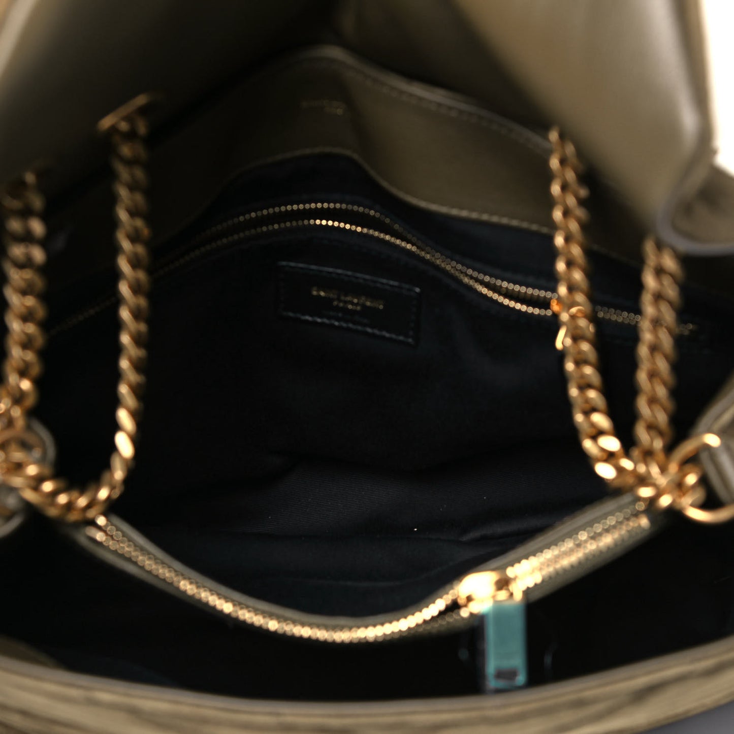 Suede Y Quilted Monogram Medium Loulou Chain Satchel Olive