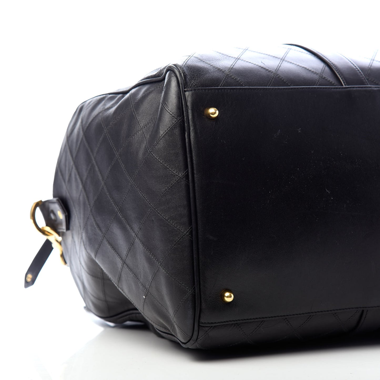 Calfskin Diamond Stitched Duffle Bag Black