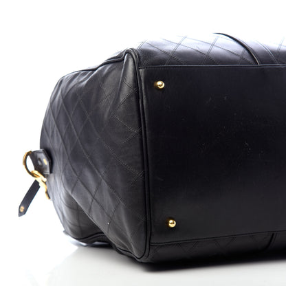 Chanel Calfskin Diamond Stitched Duffle Bag Black 8 of 9
