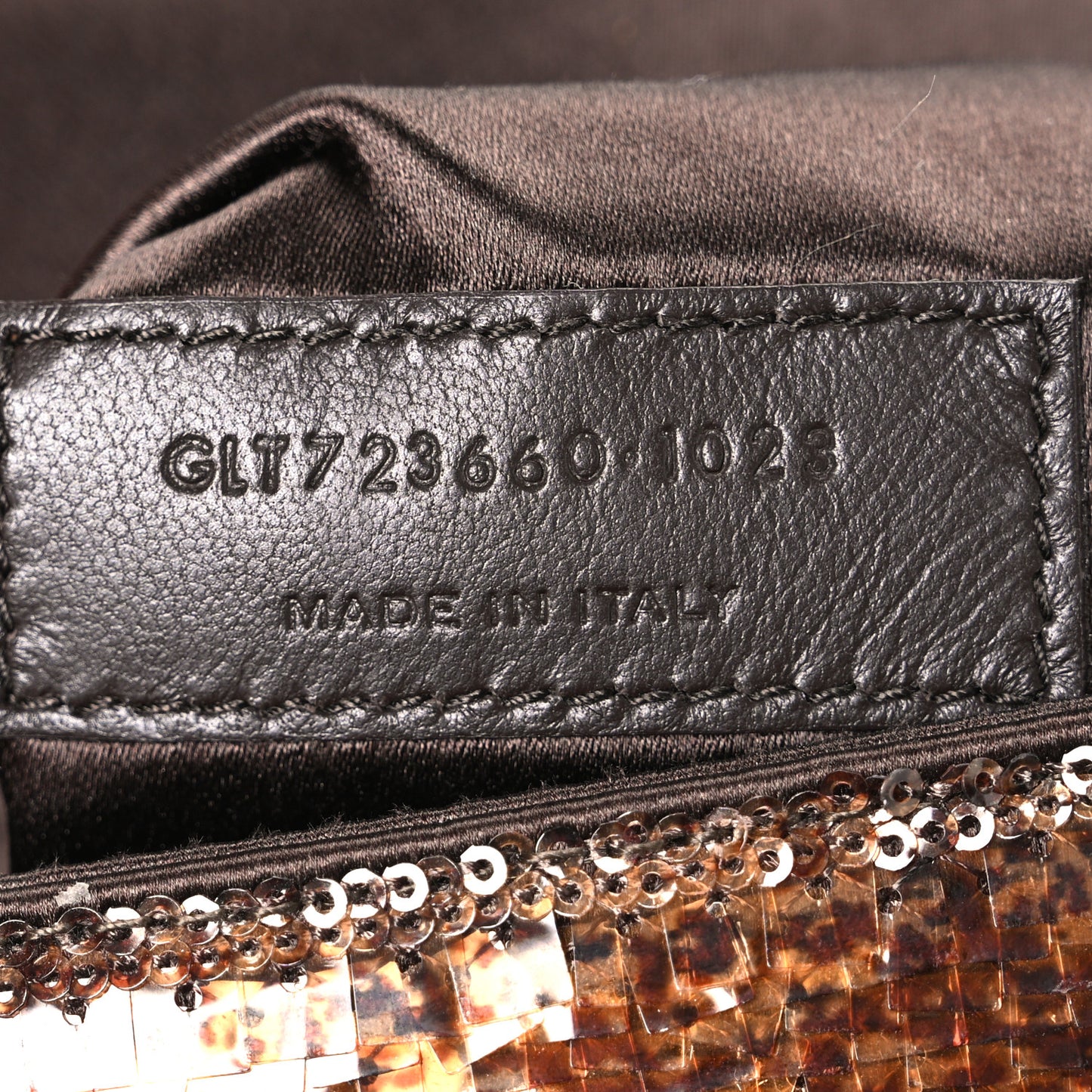 Sequin Satin Monogram Tassel Kate 99 Brown