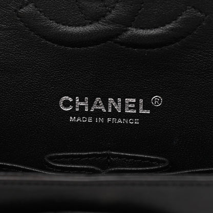Chanel Satin Airline Printed Medium Double Flap Black White 6 of 12