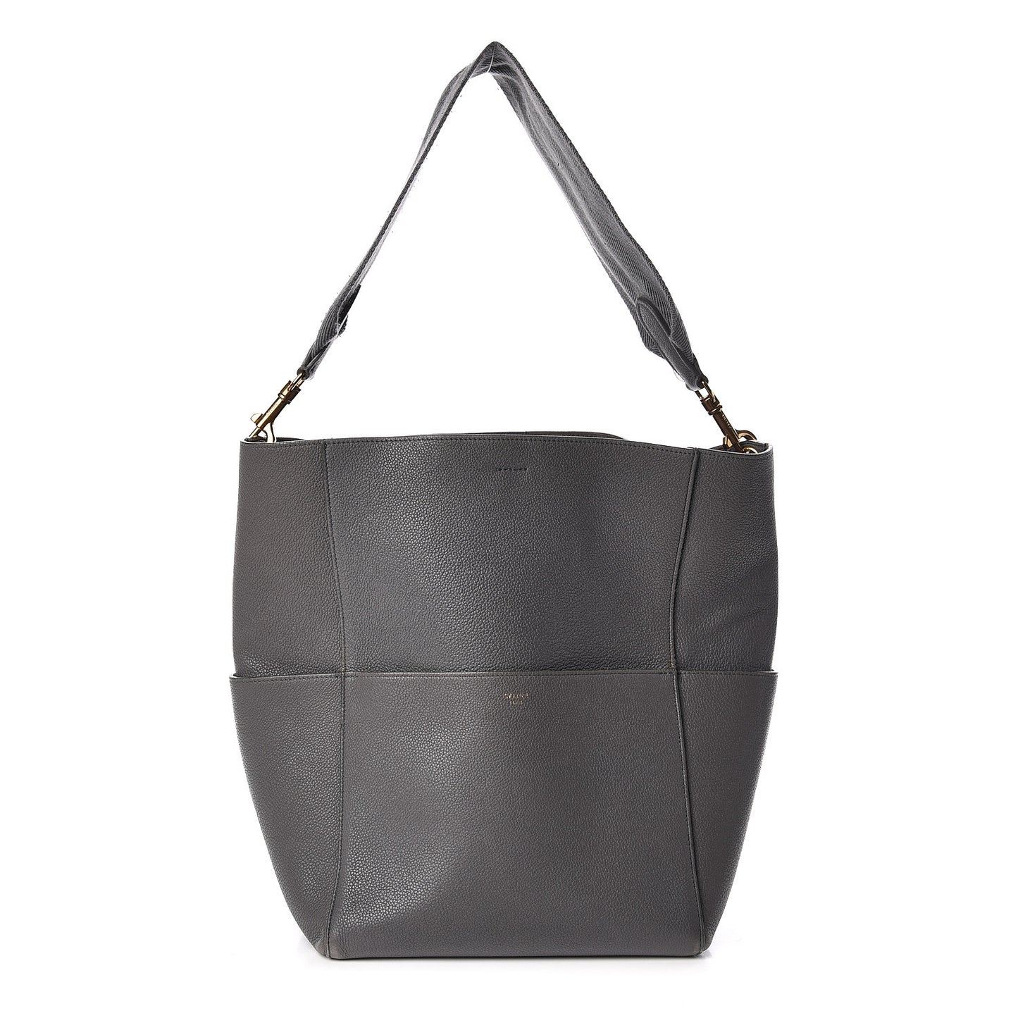 Soft Grained Calfskin Sangle Bucket Bag Storm