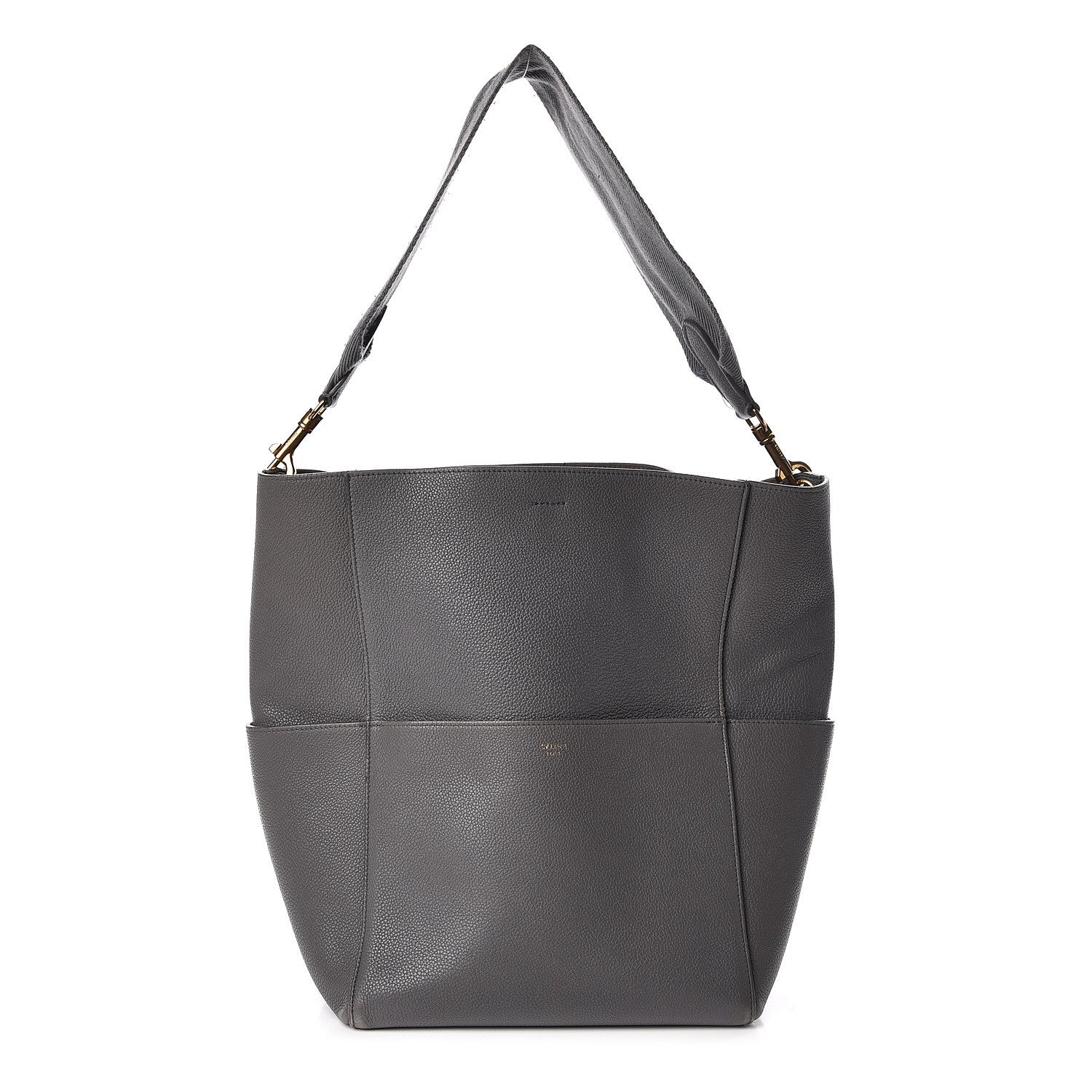 Celine Soft Grained Calfskin Sangle Bucket Bag Storm 1 of 25