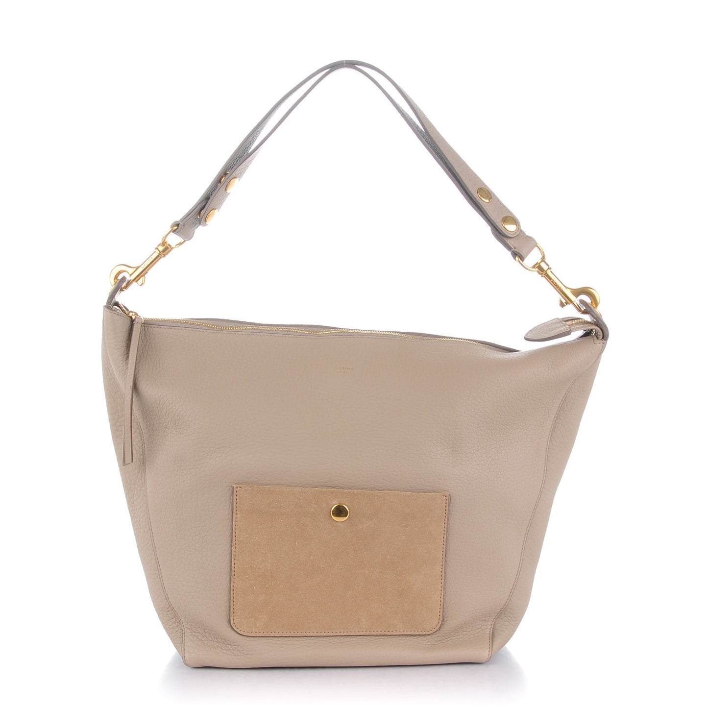 Crisp Calfskin Medium Zipped Hobo Dune