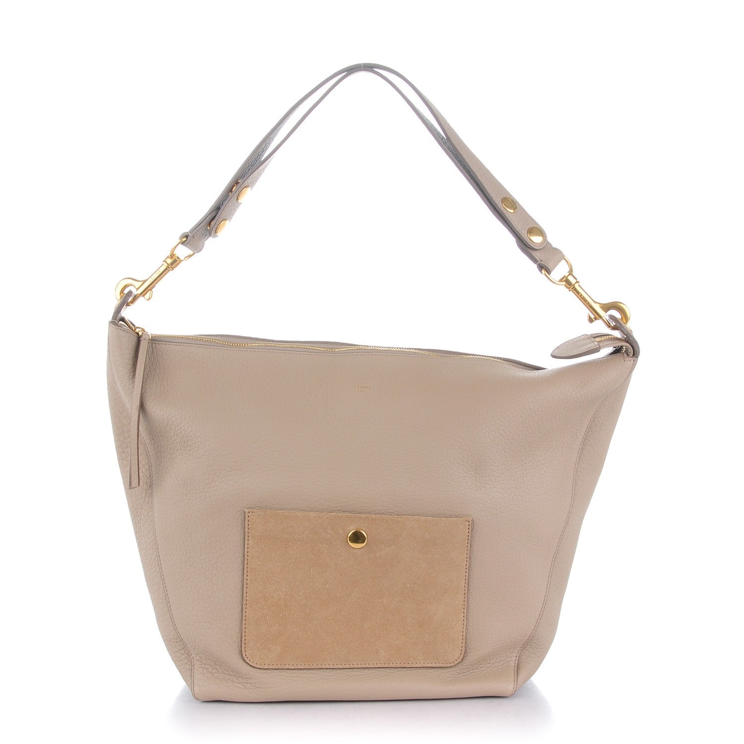 Celine Crisp Calfskin Medium Zipped Hobo Dune 1 of 7