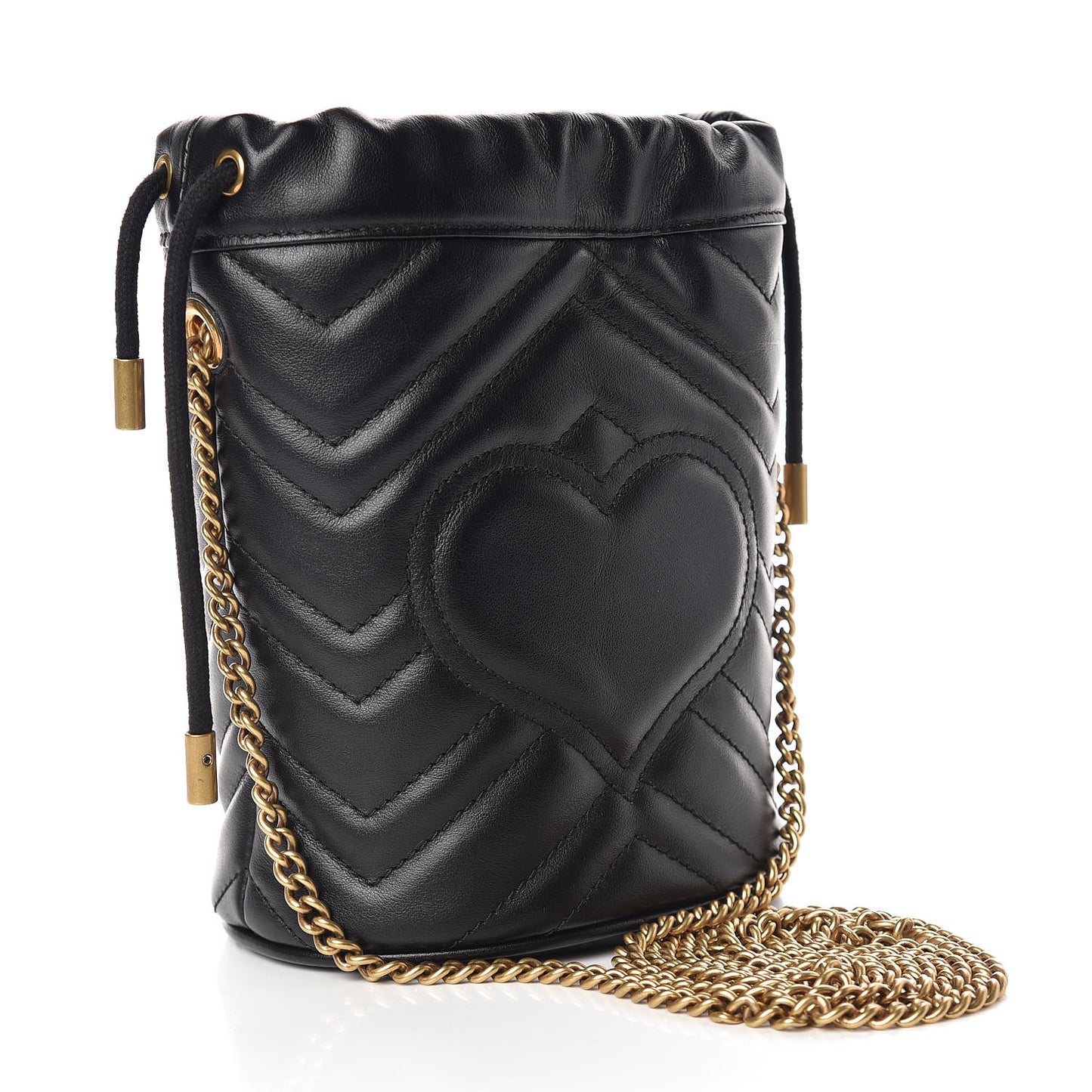 Calfskin Matelasse Mini GG Marmont 2.0 Bucket Bag Black