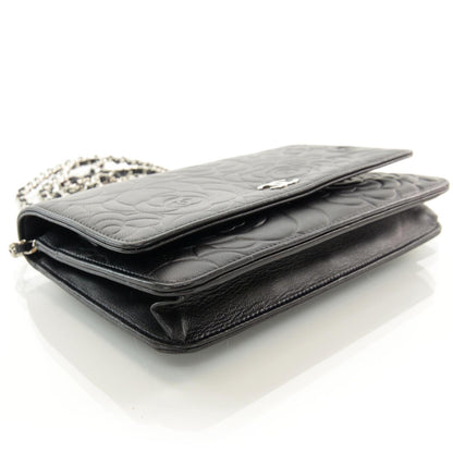 Chanel Lambskin Camellia Wallet on Chain WOC Black 4 of 9