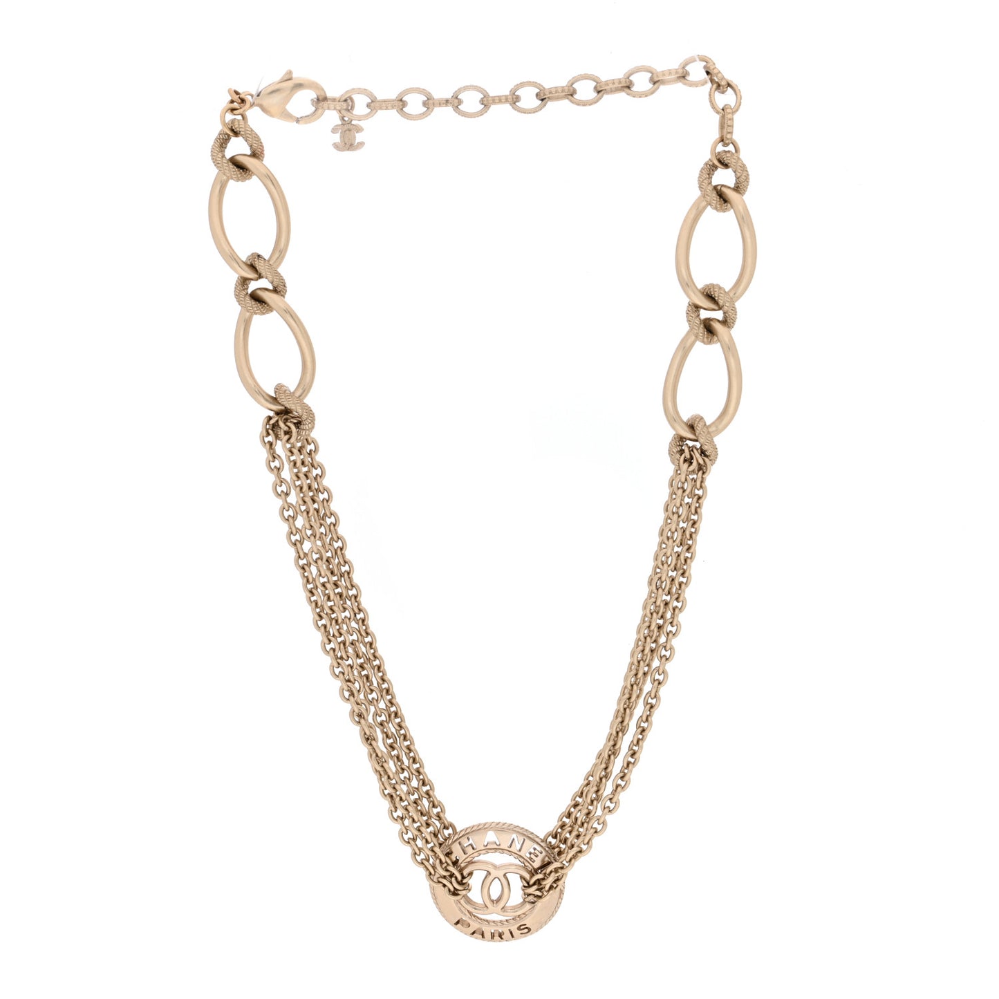 Metal Medallion Multi Chain Short Necklace Gold