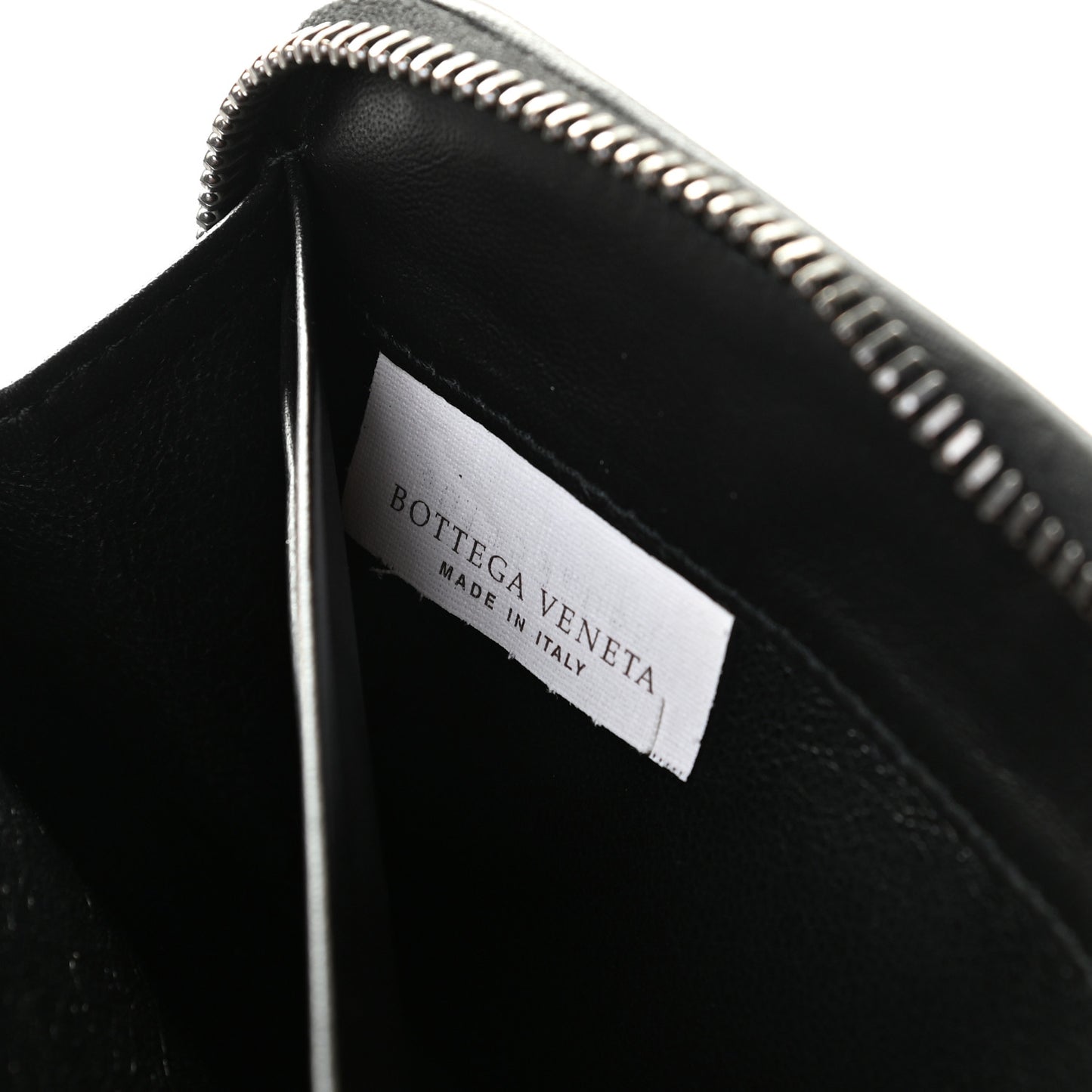 Goatskin Intrecciato Zip Around Wallet Black