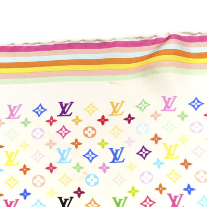Louis Vuitton Silk Monogram Square Scarf White Multicolor 5 of 5