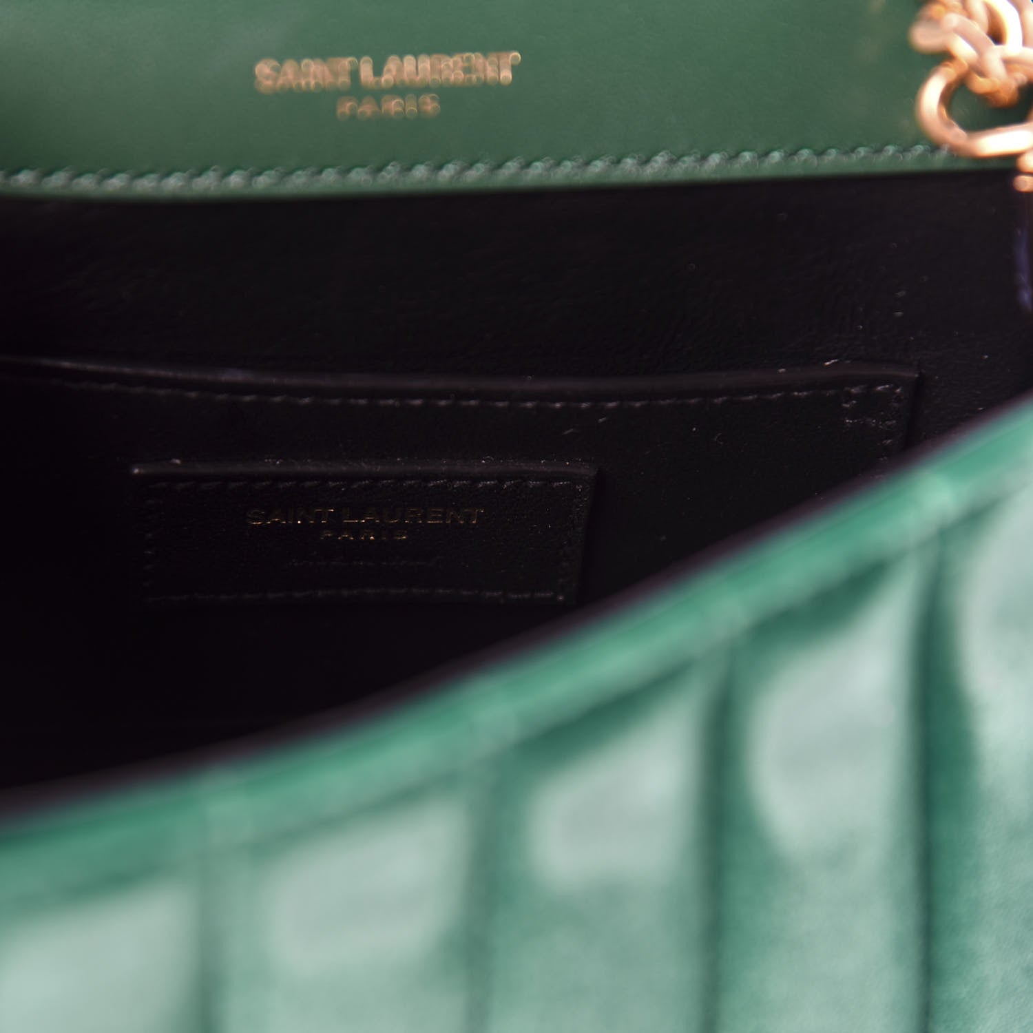 Saint Laurent Velvet Matelasse Small Vicky Chain Bag Deep Malachite 7 of 10