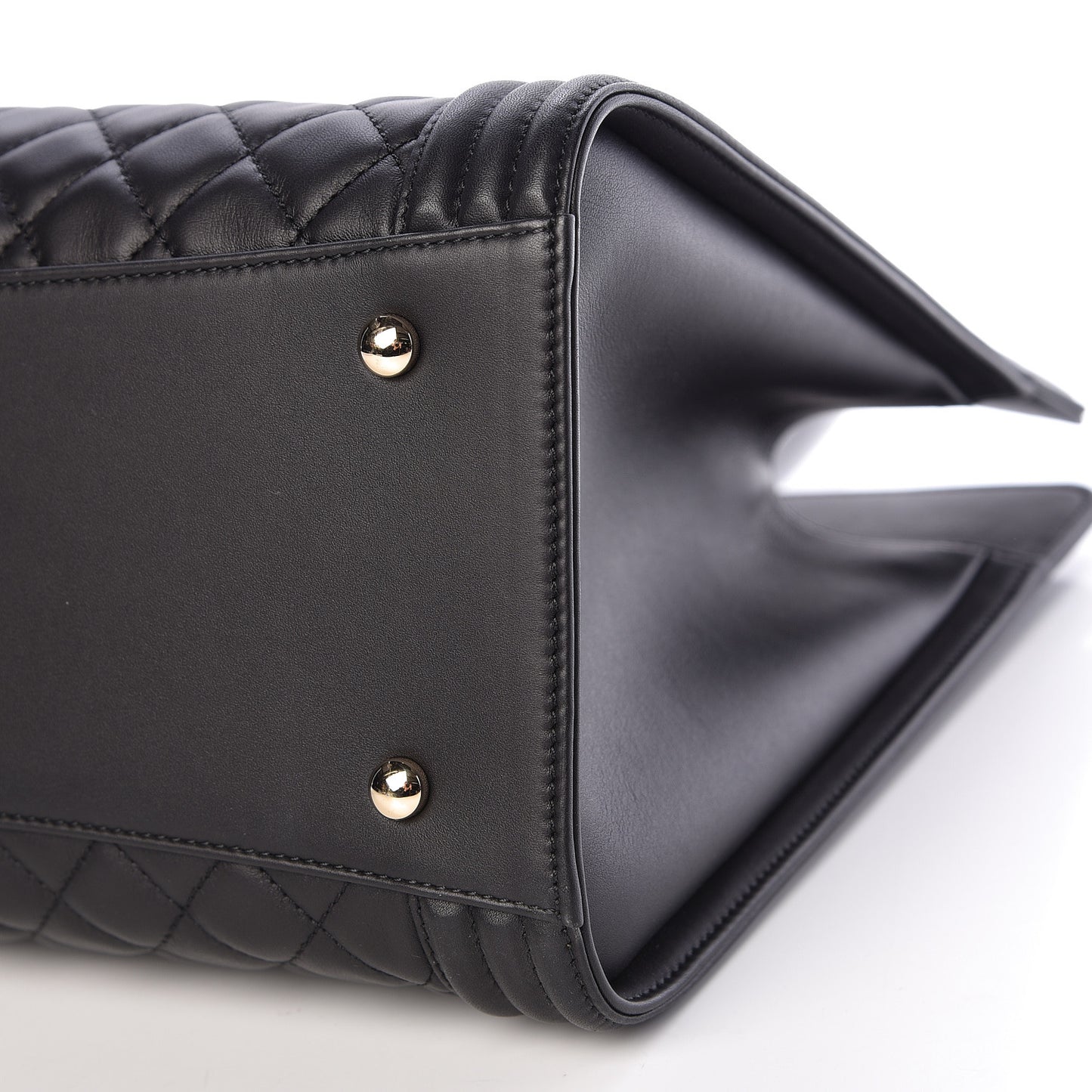 Calfskin Quilted Boy Shopping Tote Black