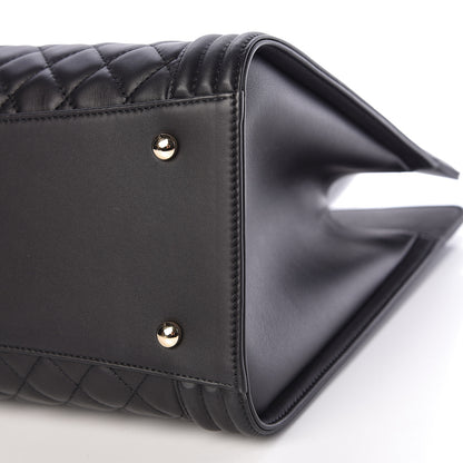 Chanel Calfskin Quilted Boy Shopping Tote Black 10 of 10