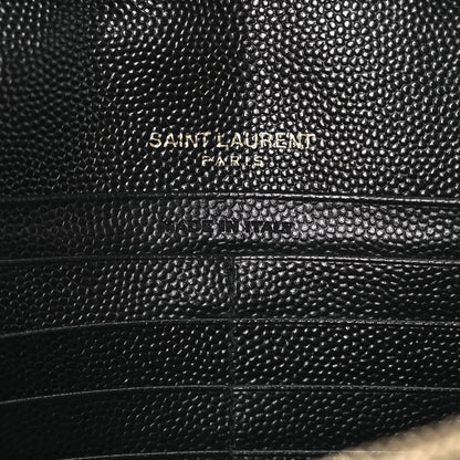 Saint Laurent Grain De Poudre Matelasse Chevron Monogram Chain Wallet Black 6 of 9