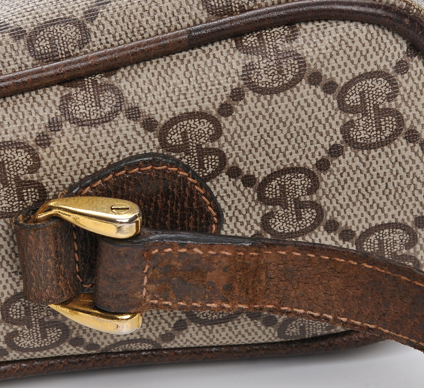 Coated Canvas Monogram Web Small Shoulder Bag Dark Brown