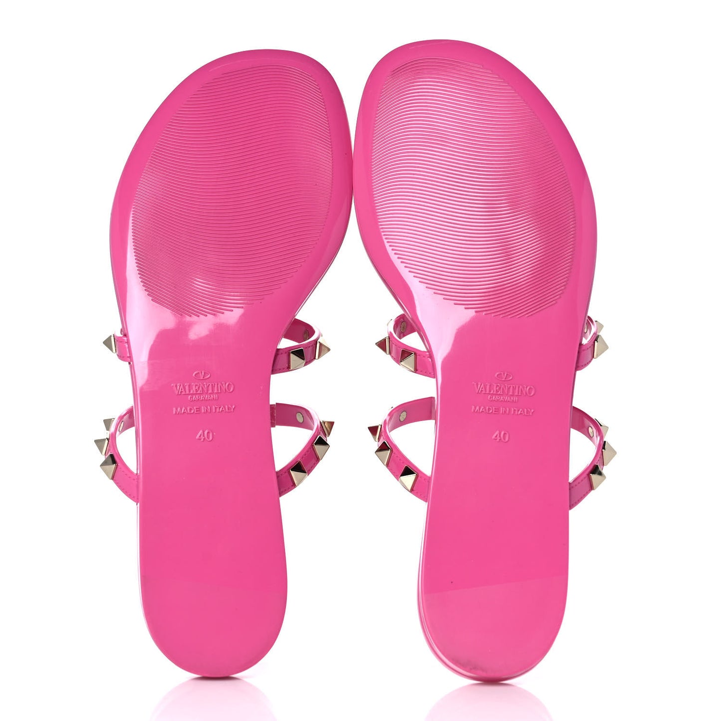 PVC Jelly Rockstud Caged Flat Thong Sandals 40 Dawn Pink