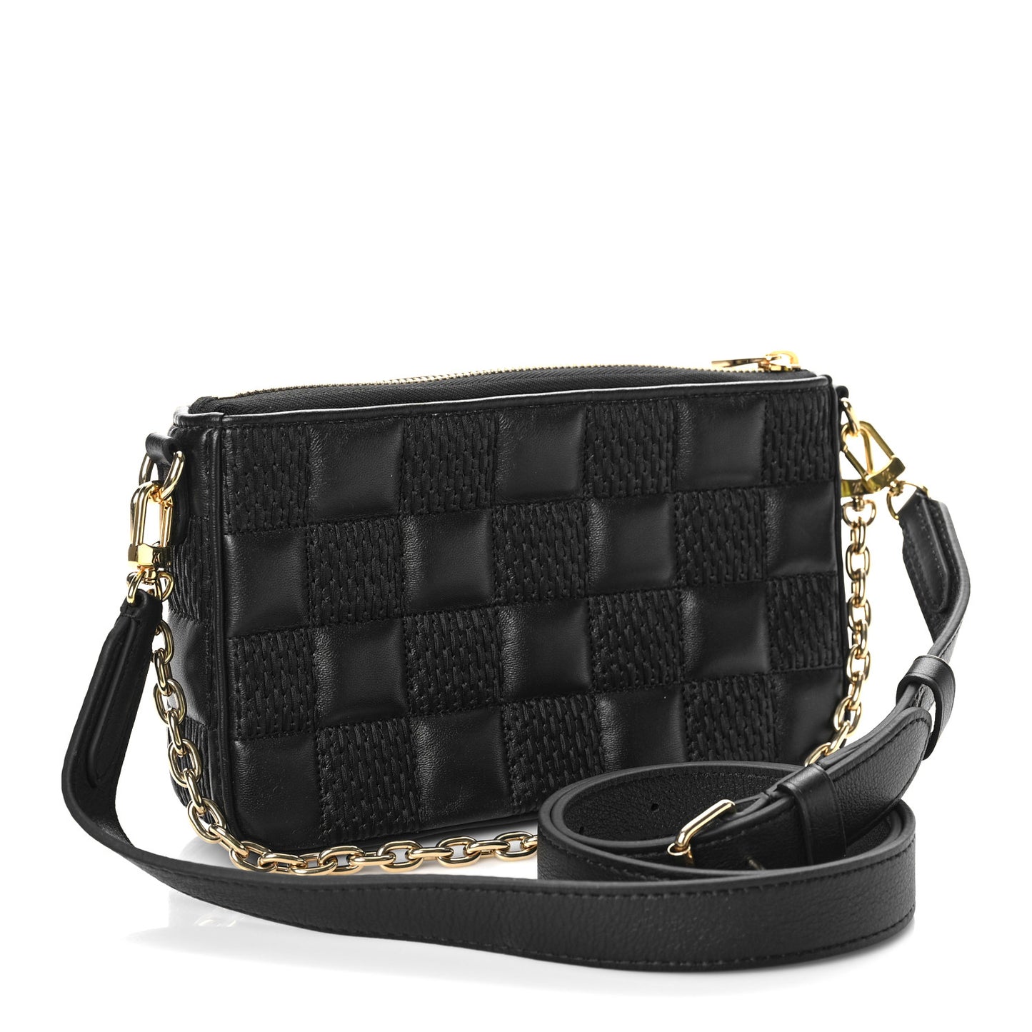 LOUIS VUITTON Damier Quilt Lambskin Troca Pochette Black