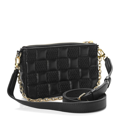 Louis Vuitton LOUIS VUITTON Damier Quilt Lambskin Troca Pochette Black 2 of 8