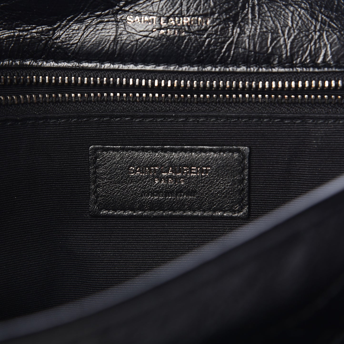 Crinkled Calfskin Matelasse Monogram Large Niki Chain Satchel Black
