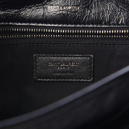 Saint Laurent Crinkled Calfskin Matelasse Monogram Large Niki Chain Satchel Black 8 of 9