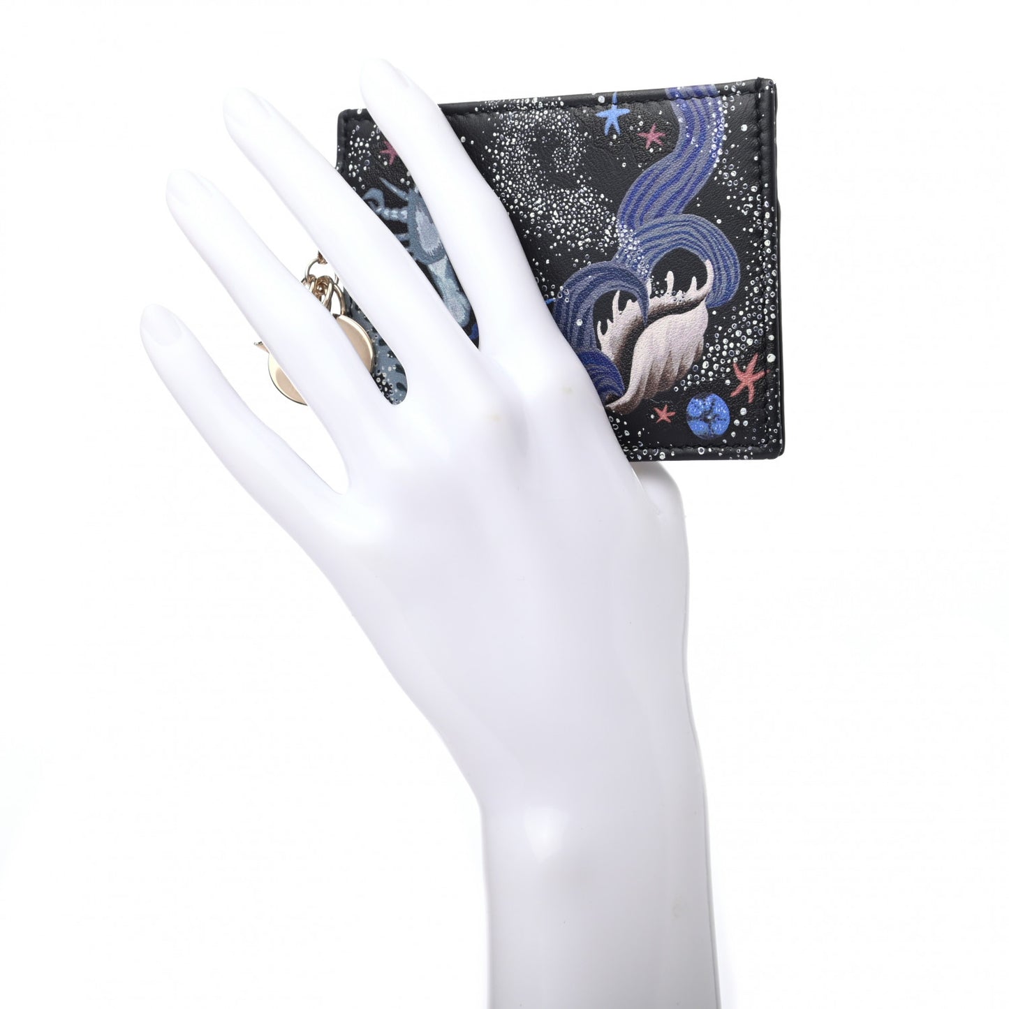 Calfskin Printed Nature Ballet Lady Dior Card Holder Blue