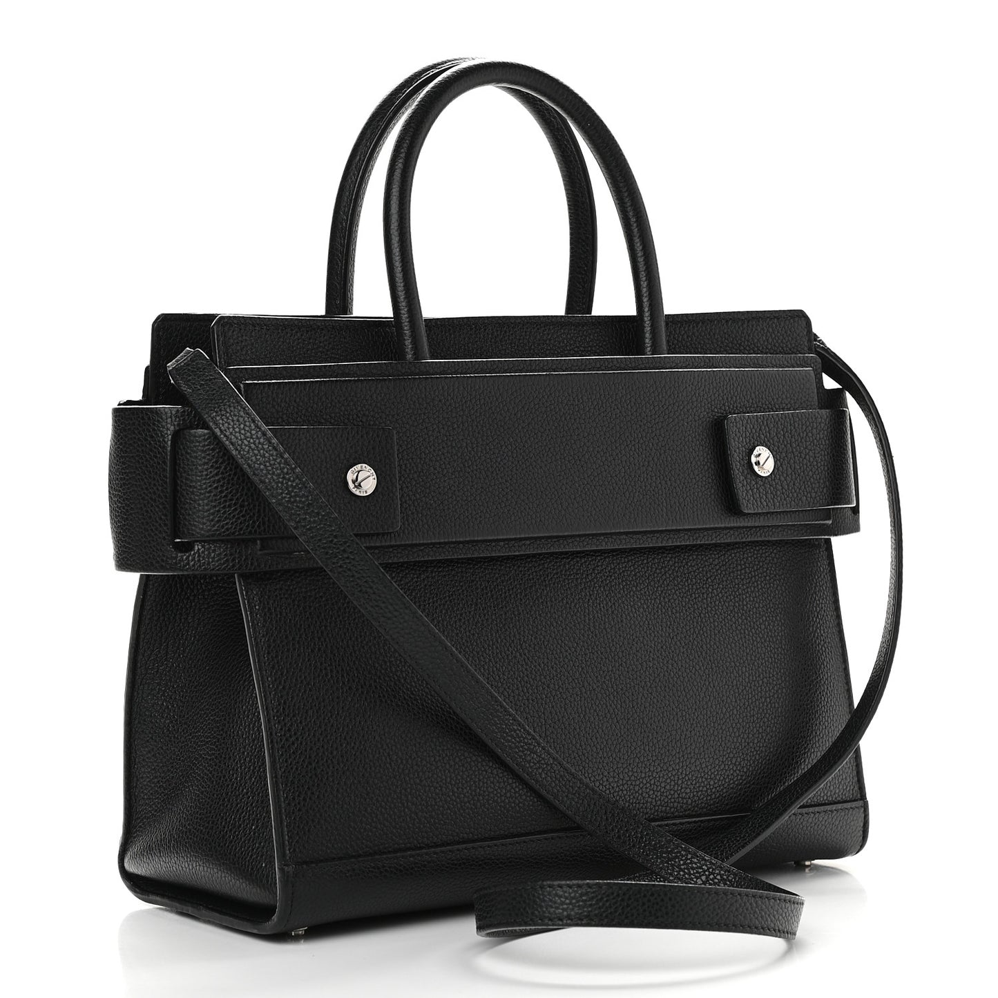 Grained Calfskin Small Horizon Satchel Black