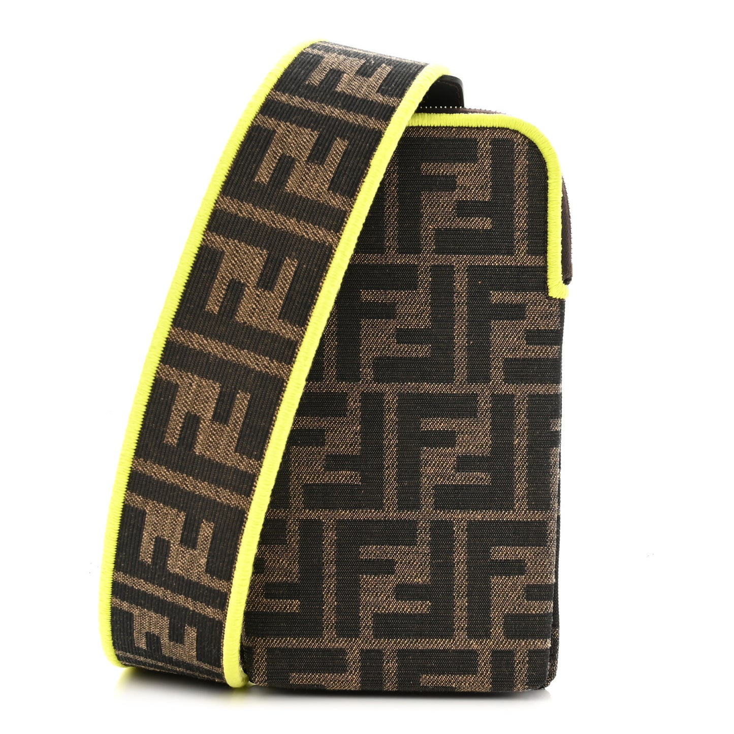 Fabric Jacquard FF 1974 Cell Pocket Strap You Tobacco Moro Giallo Fluo