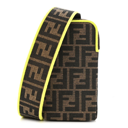 Fendi Fabric Jacquard FF 1974 Cell Pocket Strap You Tobacco Moro Giallo Fluo 1 of 10