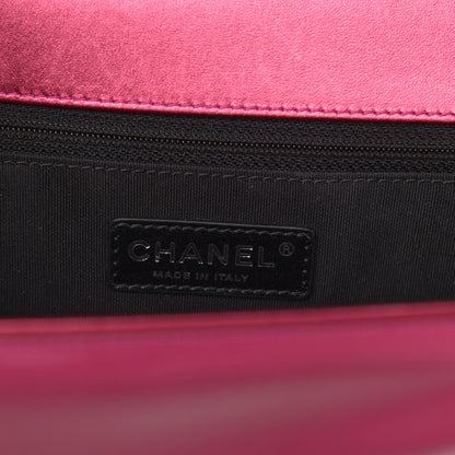 Chanel Metallic Patent Quilted New Medium Boy Flap Fuchsia 6 of 15