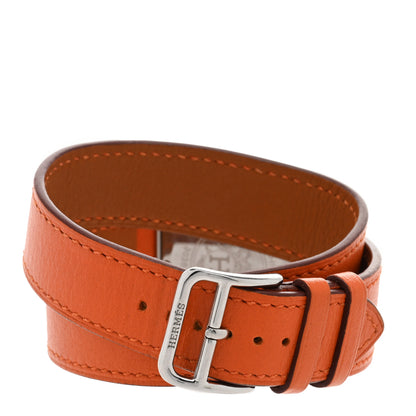 Hermes Stainless Steel Swift 26mm Heure H Hour Double Tour Quartz Watch Orange 3 of 5