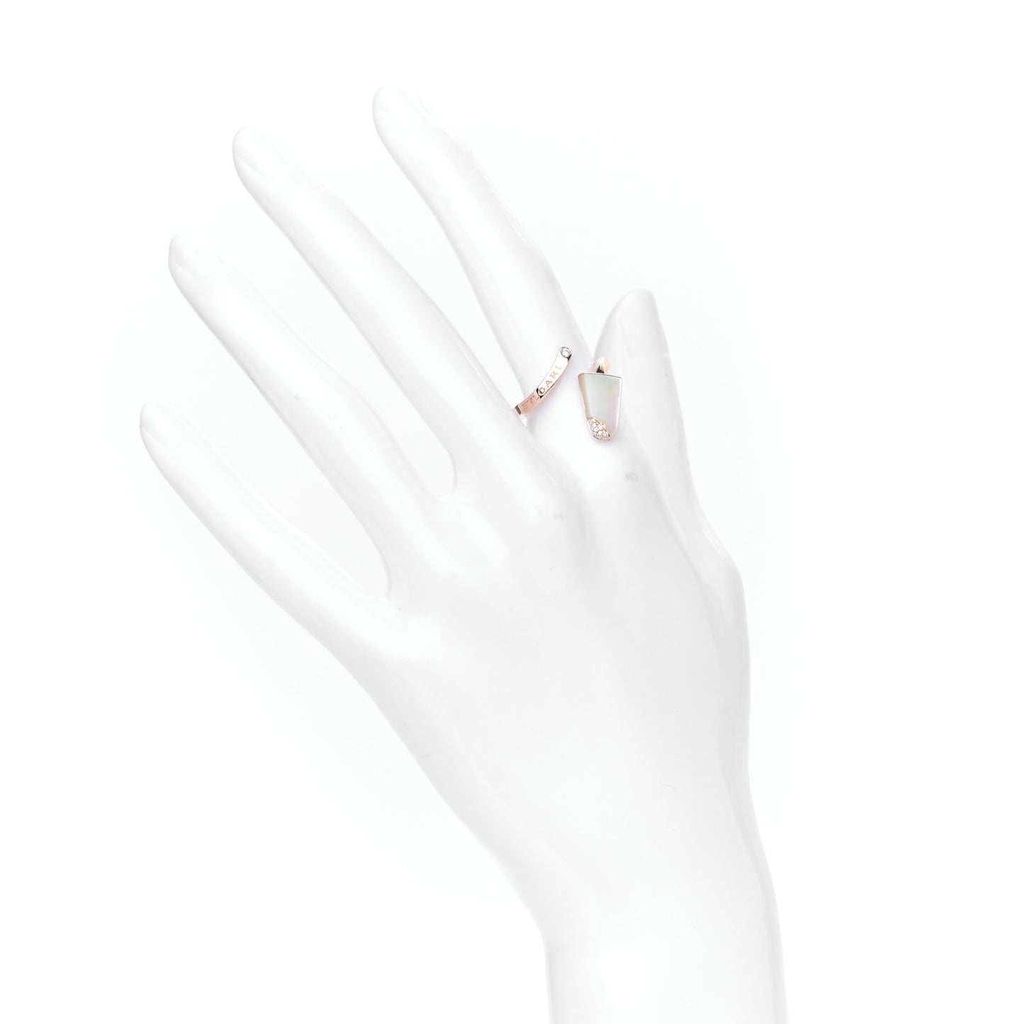 18K Rose Gold Diamond Mother of Pearl Gelati Ring 51 5.75