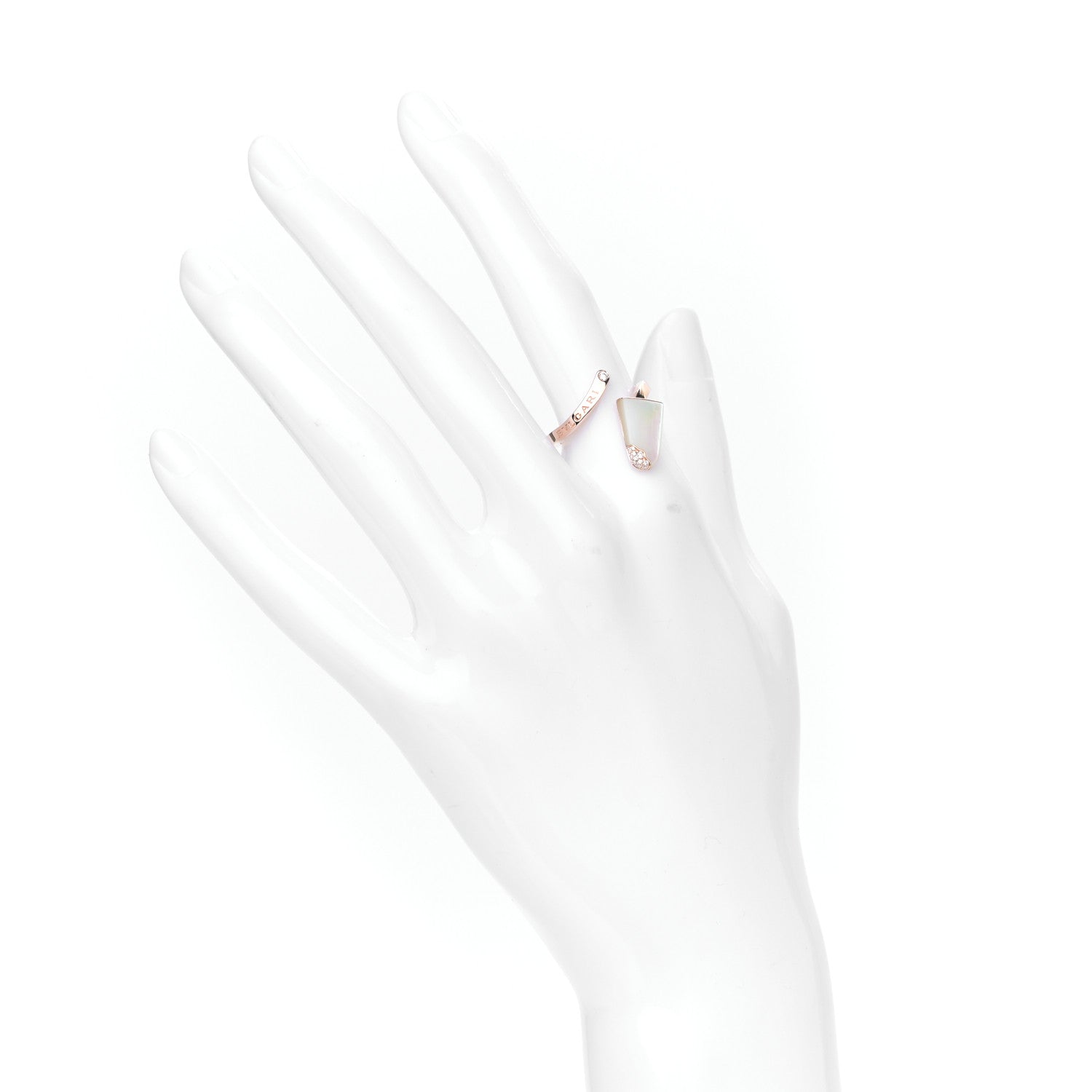 Bulgari 18K Rose Gold Diamond Mother of Pearl Gelati Ring 51 5.75 2 of 6