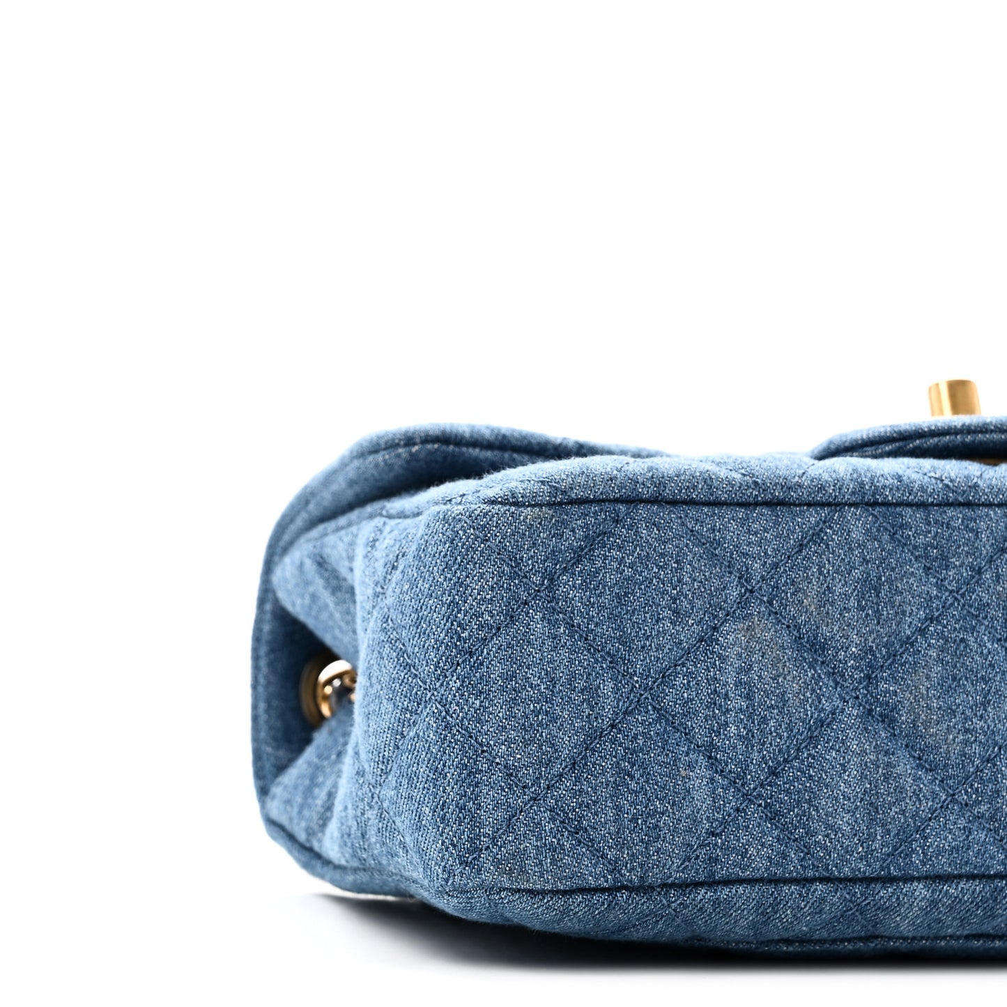 Denim Quilted Mini Pearl Crush Rectangular Flap Blue