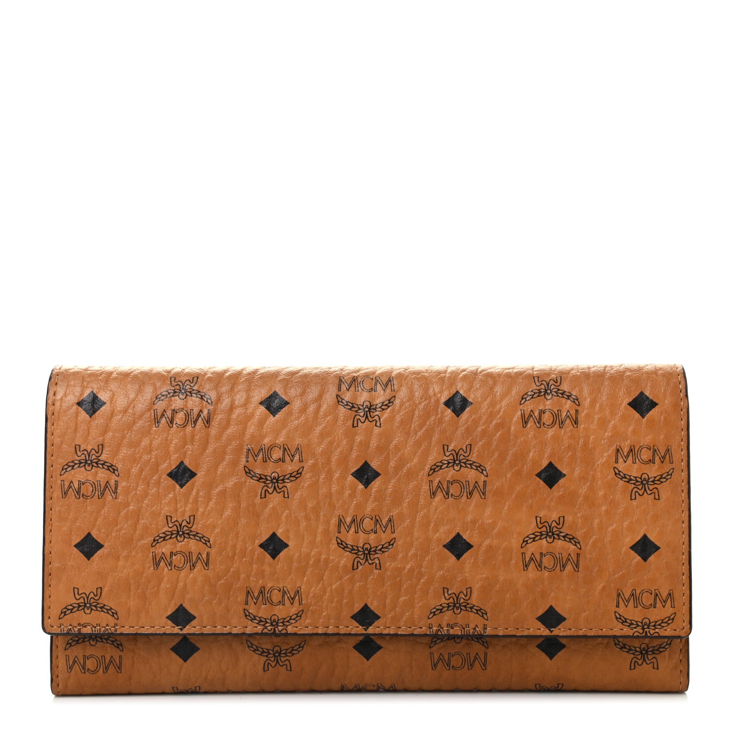 MCM Visetos Large Trifold Flap Wallet Cognac 1 of 8