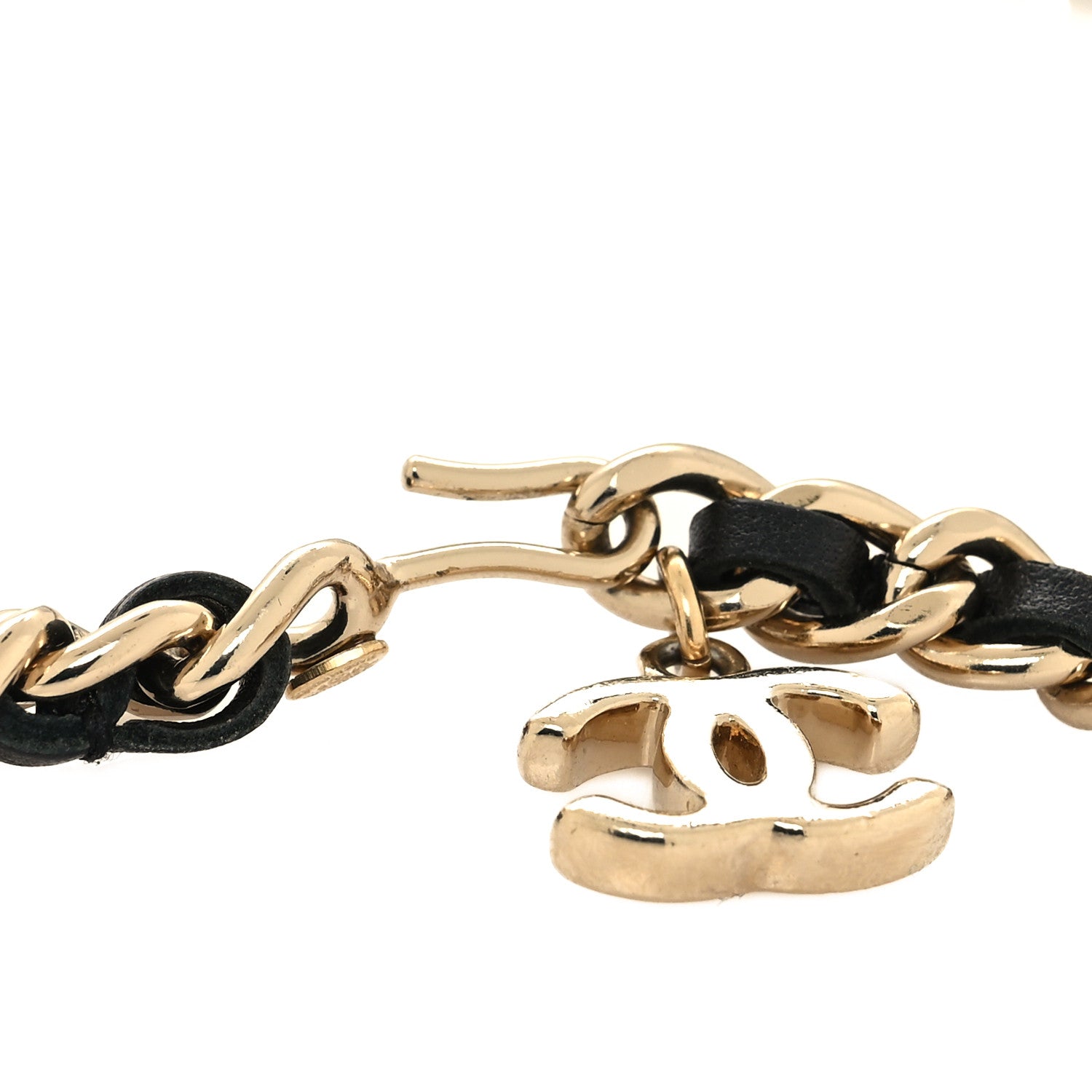 Chanel Lambskin Chain Logo Belt Black Gold 3 of 4