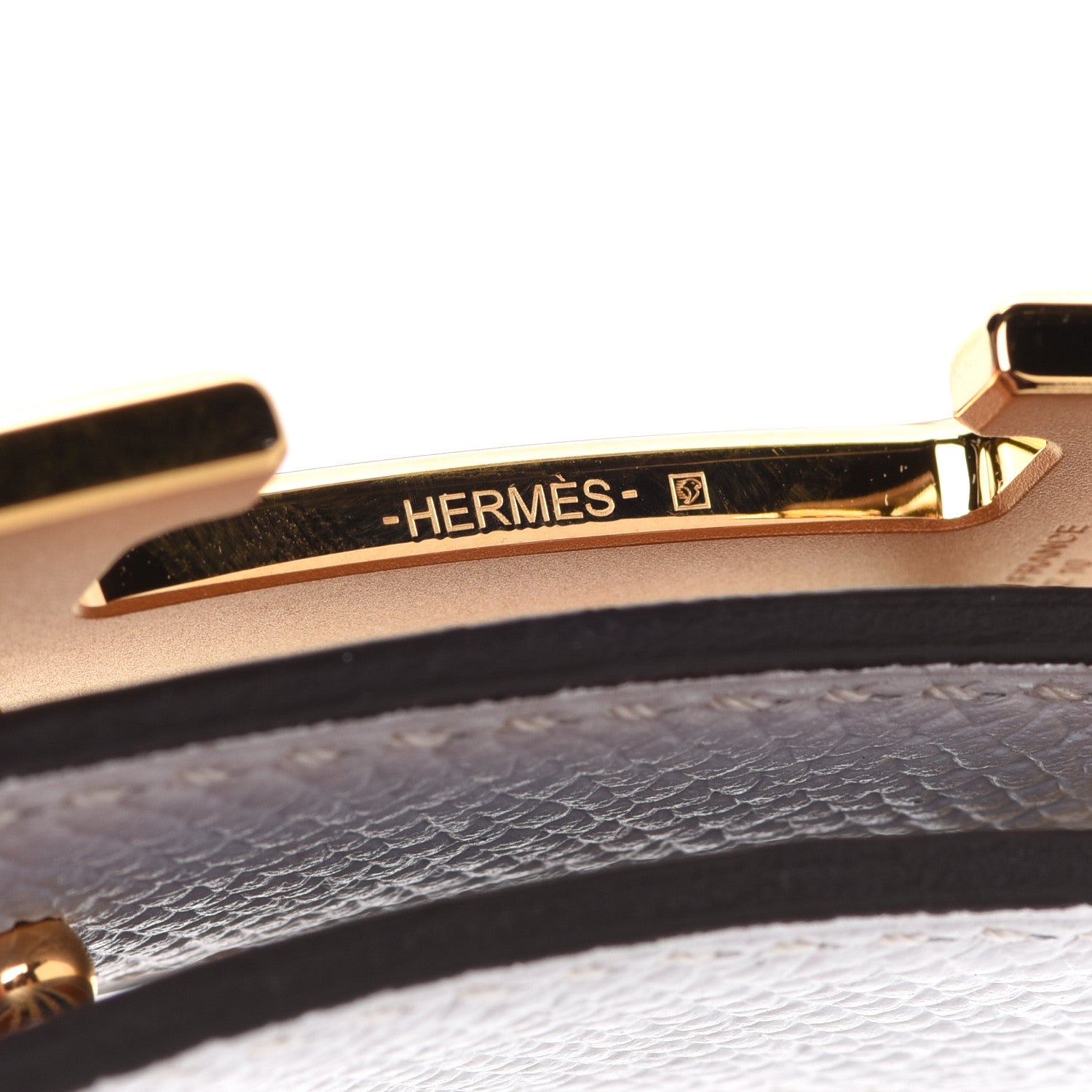 Hermes Swift Epsom Rivage 32mm H Belt 75 Gold White 5 of 8