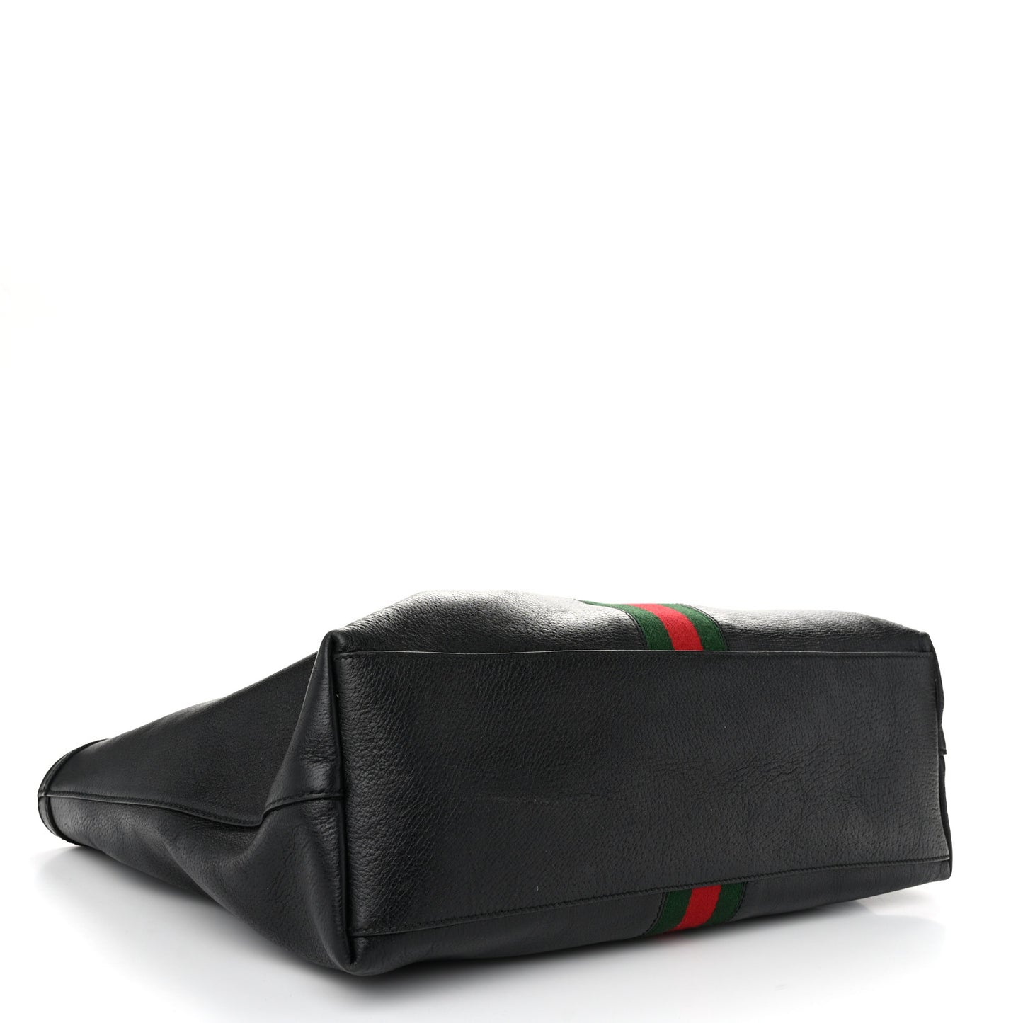 Textured Calfskin Web Medium Ophidia Shopping Tote Black