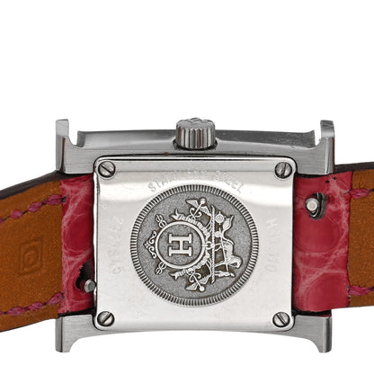Hermes Stainless Steel Alligator 17.2mm Heure H Hour Quartz Watch Framboise 4 of 5