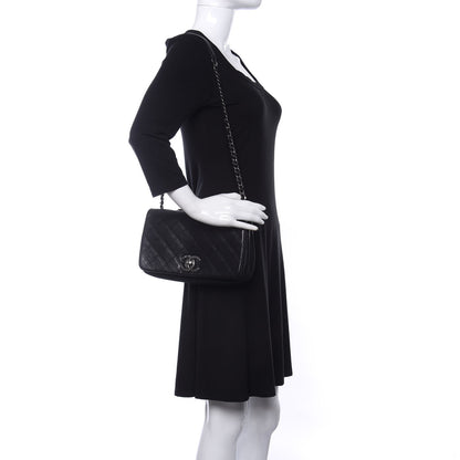 Chanel Calfskin Diamond Embossed New Chic Flap Black 2 of 14
