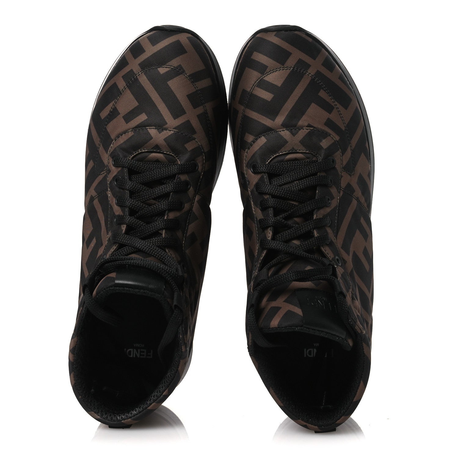 Fendi Nylon FF Reloaded High Top Sneakers 41 Tobacco Black 2 of 10