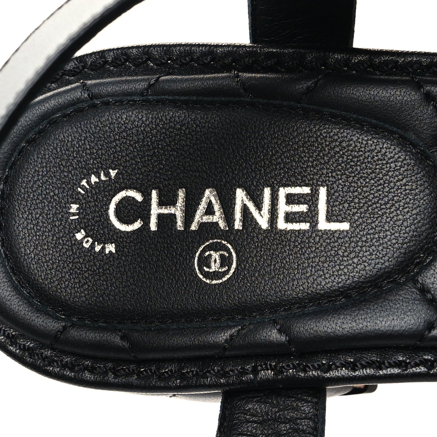 Lambskin Chain CC Thong Sandals 38 Black