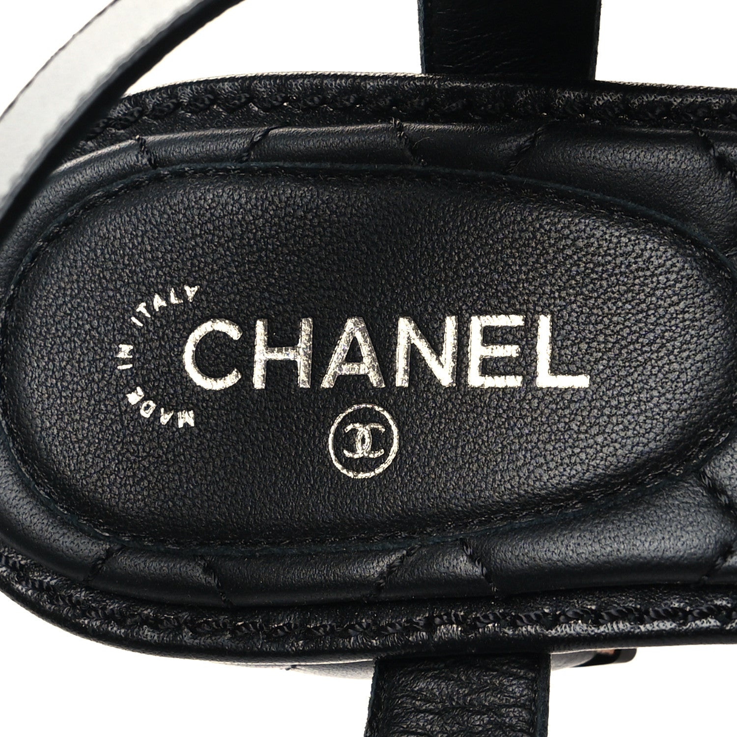 Chanel Lambskin Chain CC Thong Sandals 38 Black 8 of 9