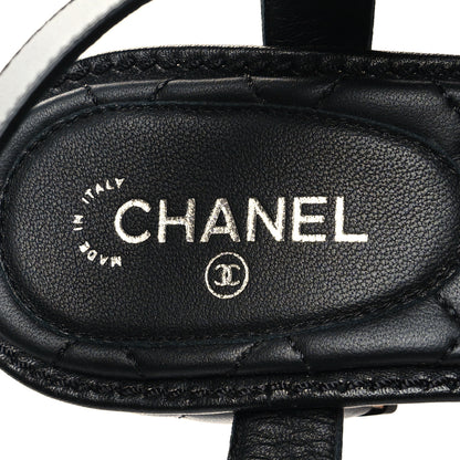 Chanel Lambskin Chain CC Thong Sandals 38 Black 8 of 9